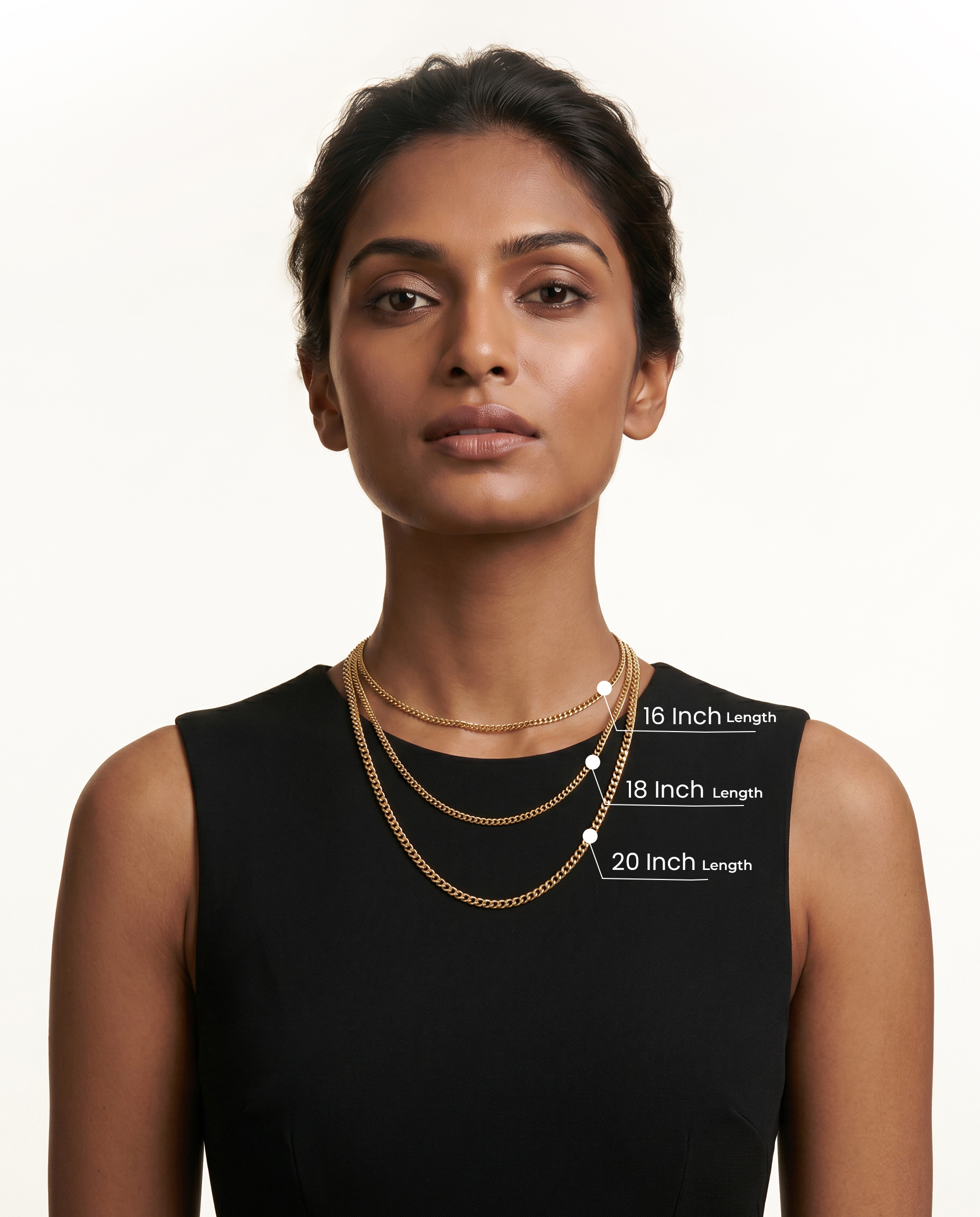 Necklace lengths on model