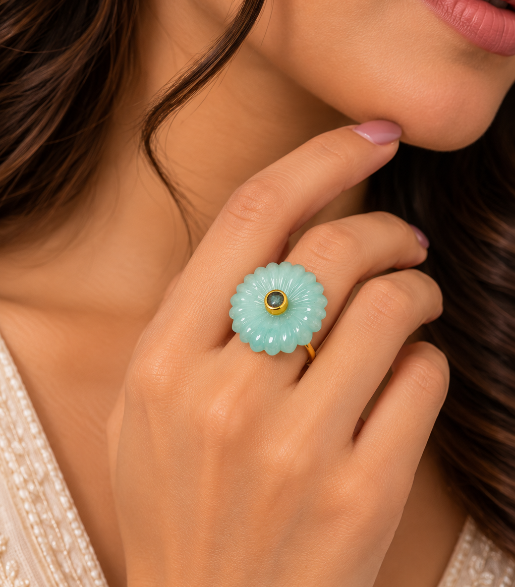 Floral Jade Ring Beauty Portrait